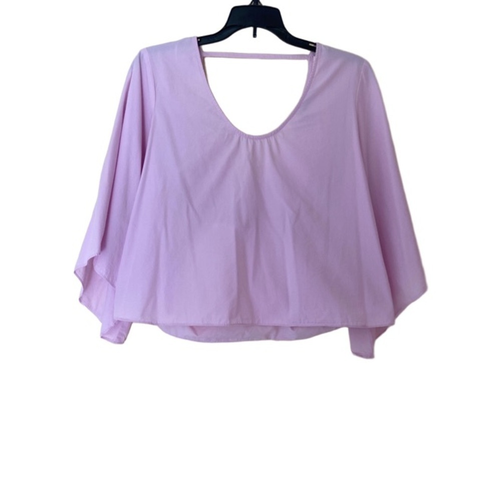 Zara Baby Pink Cutout Back with Bow Blouse Angel Flared Sleeves Size Large